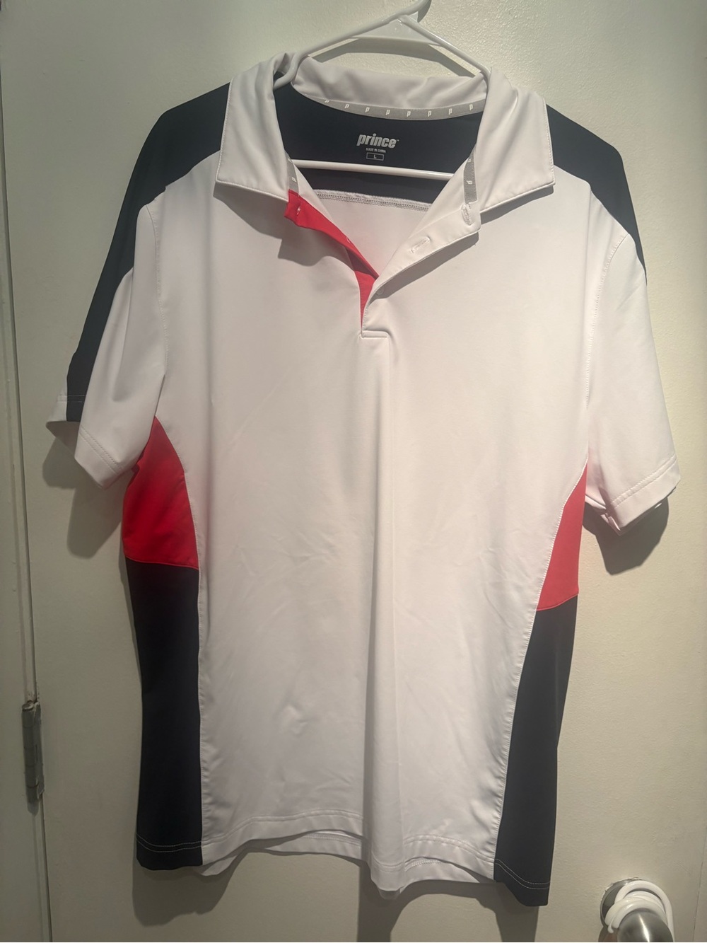 Prince Men's White Polo with Red & Black Sport Panels